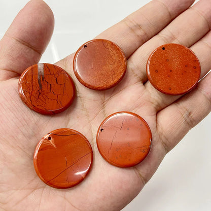 5PCS 30MM Natural Round Slice Stone Pendant Lapis lazuli Tiger Eye Charms for Jewelry Making Diy Necklace Earring Accessories