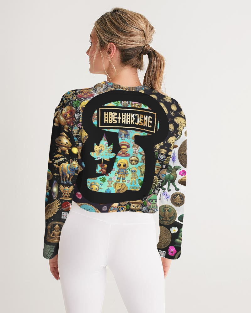 Alien Trendy Abstrak Collection Women's All-Over Print Cropped Sweatshirt