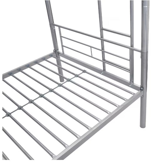 METAL BUNK BED WITH TRUNDLE SILVER