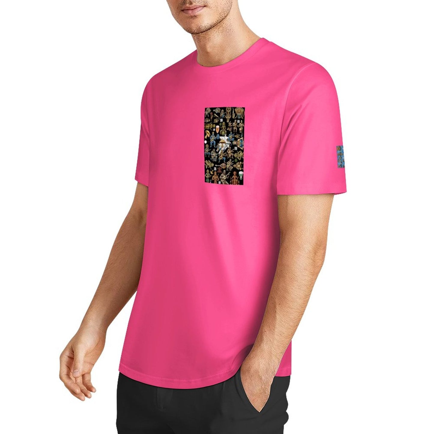 DTF 160gsm Men's Short Sleeve Cotton T-shirt (Dual-sided+Sleeve Printing)