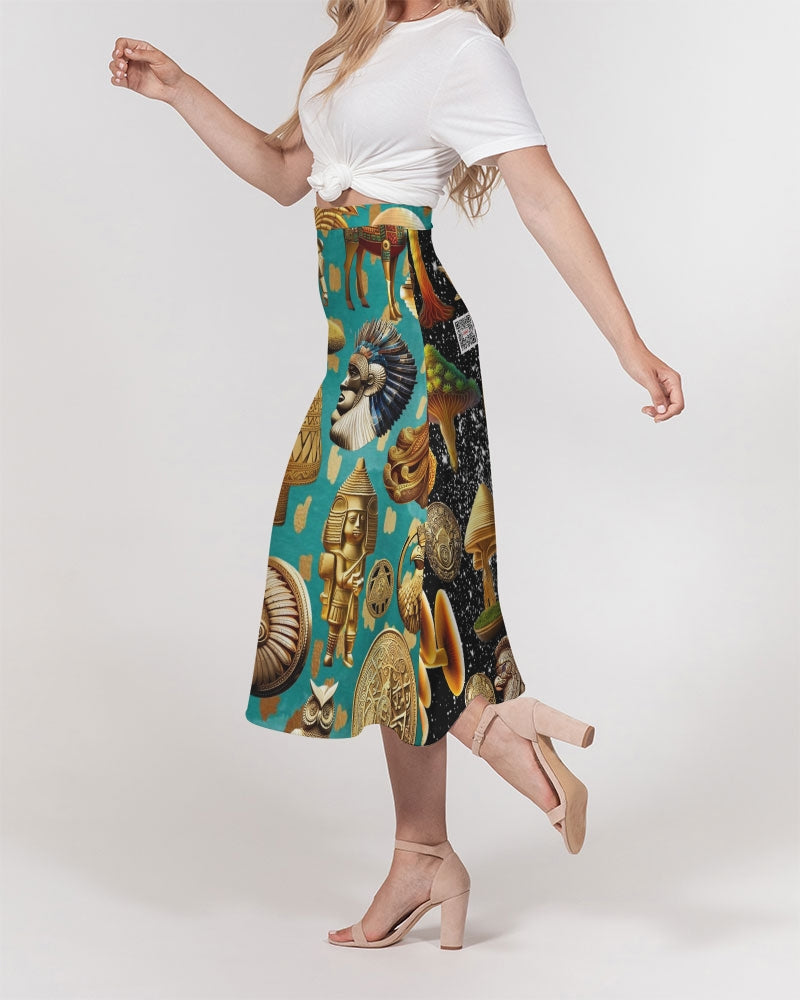 Nature Abstrak Women's All-Over Print A-Line Midi Skirt