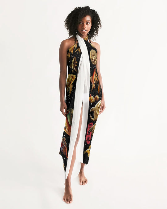 Trendy Abstrak Pattern All-Over Print Swim Cover Up