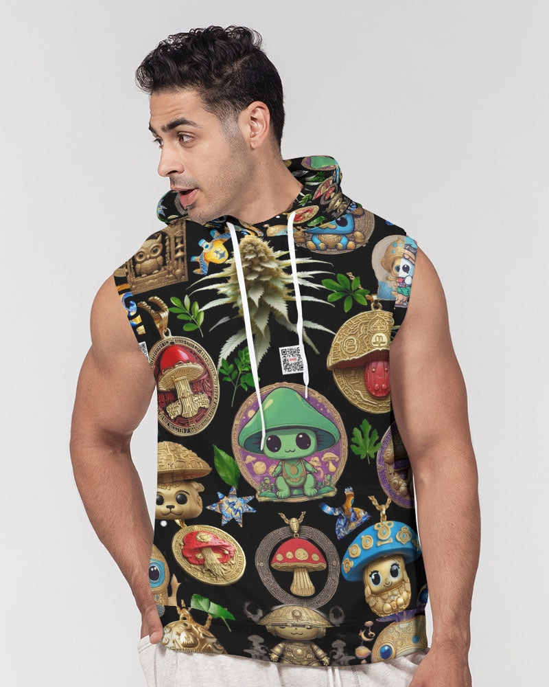 Mushroom Abstak Collection Men's All-Over Print Heavyweight Sleeveless Hoodie