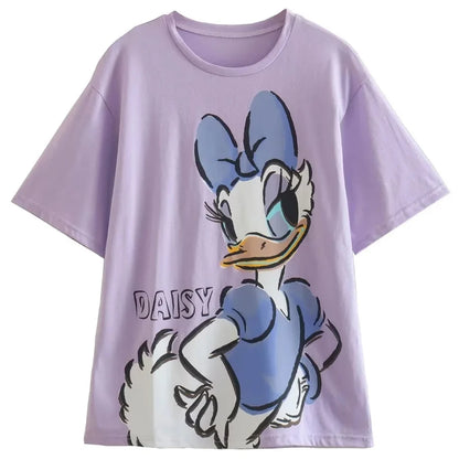 Disney T-Shirt Bambi Deer Fashion Women T-Shirt Summer Cartoon O-Neck Short Sleeve T-Shirt Women Casual Tee Tops Female Femmes