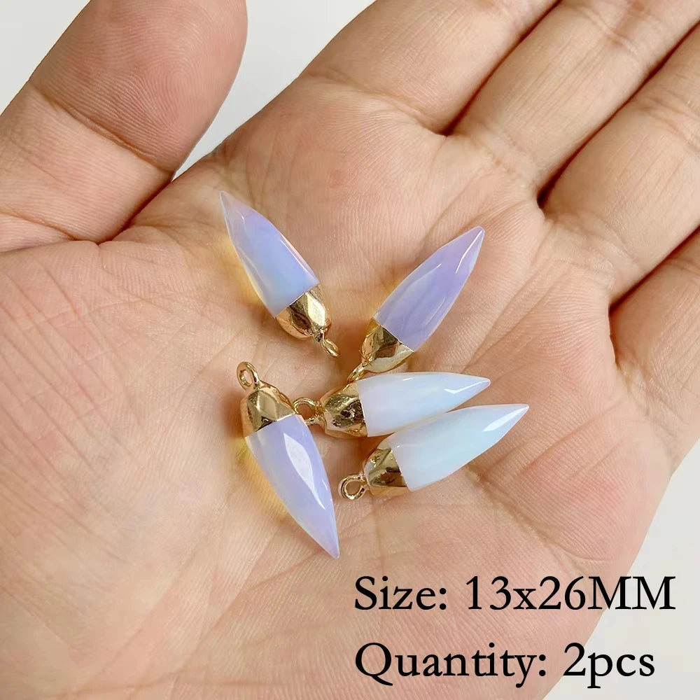 2pcs White Opal Pendants Charms Water Drop Heart Round Square Shape Pendant for Jewelry Making Diy Bracelet Necklace Earrings