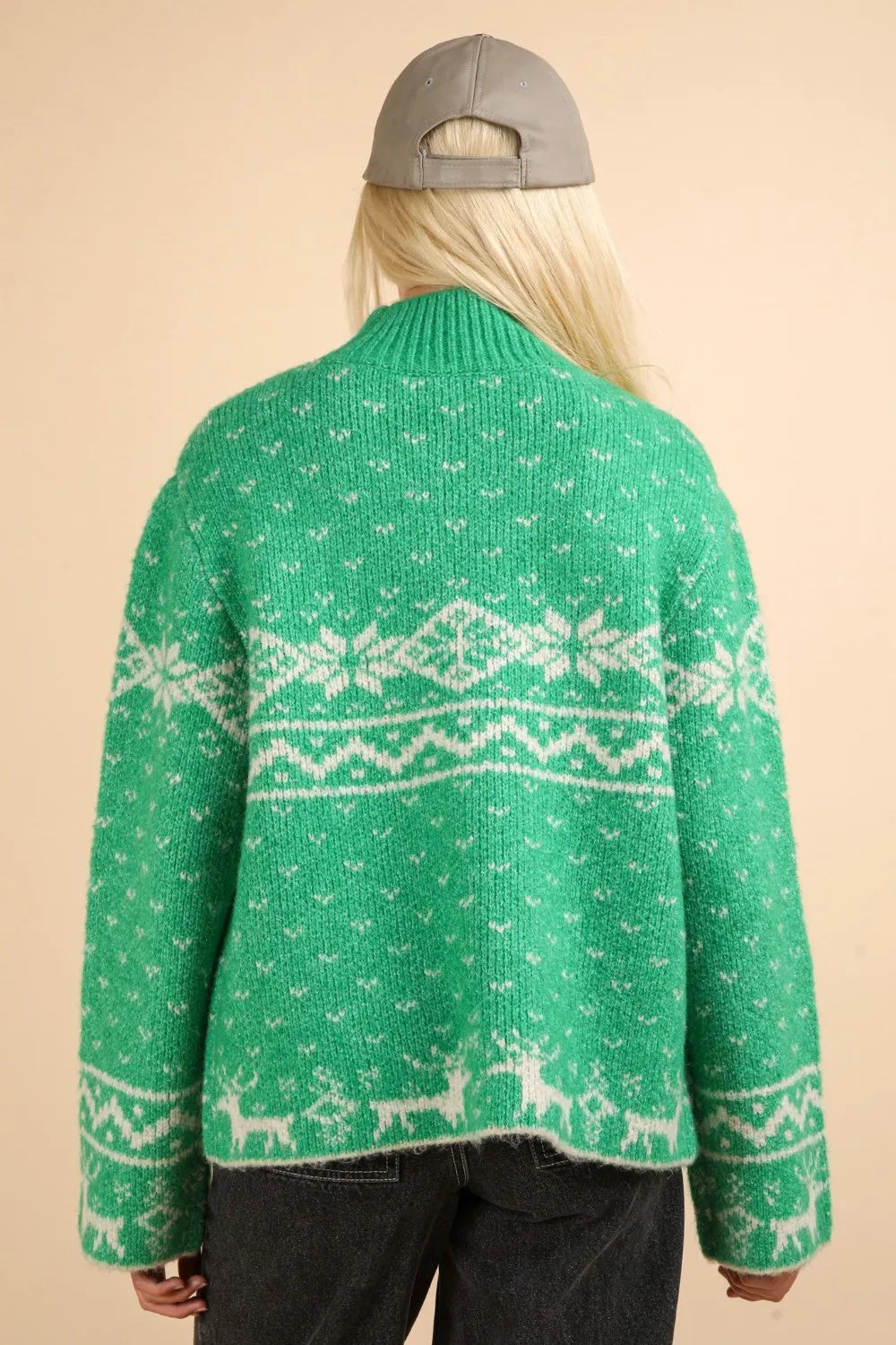 VERY J Christmas Element Mock Neck Long Sleeve Sweater