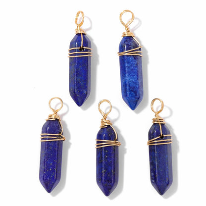 5PCS/lot Lapis Lazuli Stone Pendant Blue Moon Apple Oval Shape Gem Charms For Jewelry Making DIY Necklace Earrings DIY Handmade