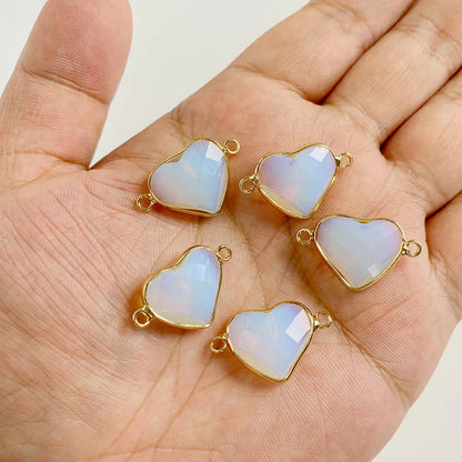 2PCS/lot Opal Stone Pendant White Oval Heart Star Moon Shape Connector Charms Fit Jewelry Making DIY Necklace Earrings Bracelets