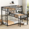 L-shaped Metal Triple Twin Size Bunk Bed, Black