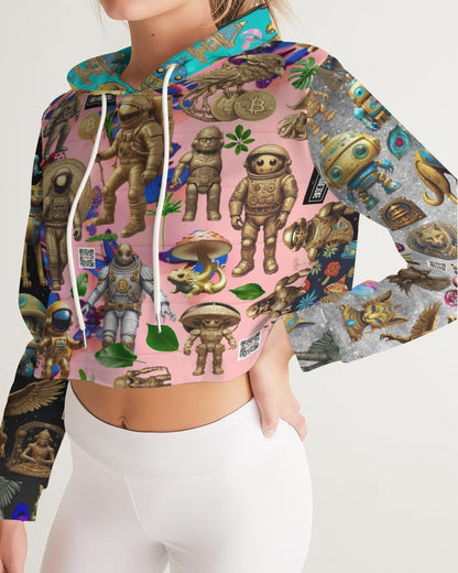 Alien Trendy Abstrak Collection Women's All-Over Print Cropped Hoodie