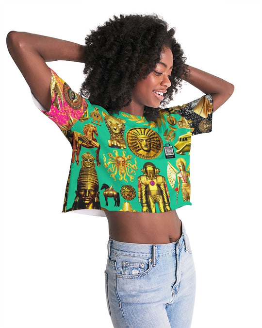 Nature Abstrak Women's All-Over Print Lounge Cropped Tee