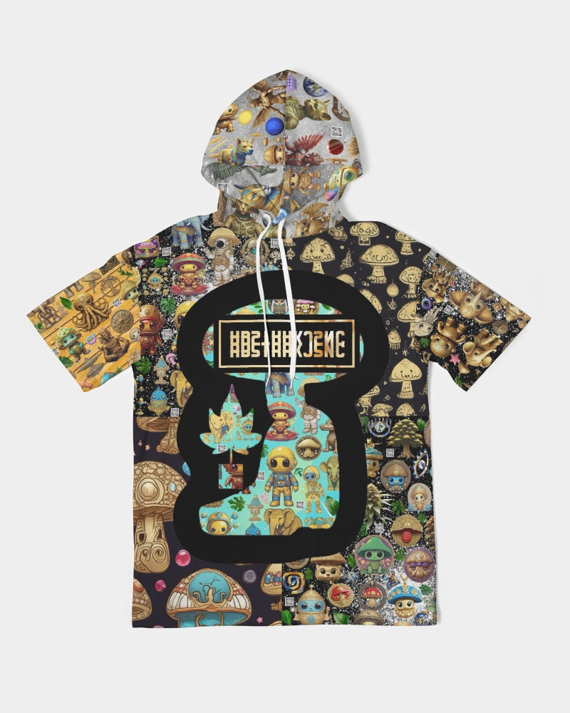 Elephant Collection Men's All-Over Print Premium Heavyweight Short Sleeve Hoodie