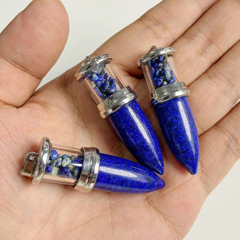 1pc Bullet shape Stone Pendant for Men Reiki Women Making Necklace Accessory Natural Quartz Jades Pendant