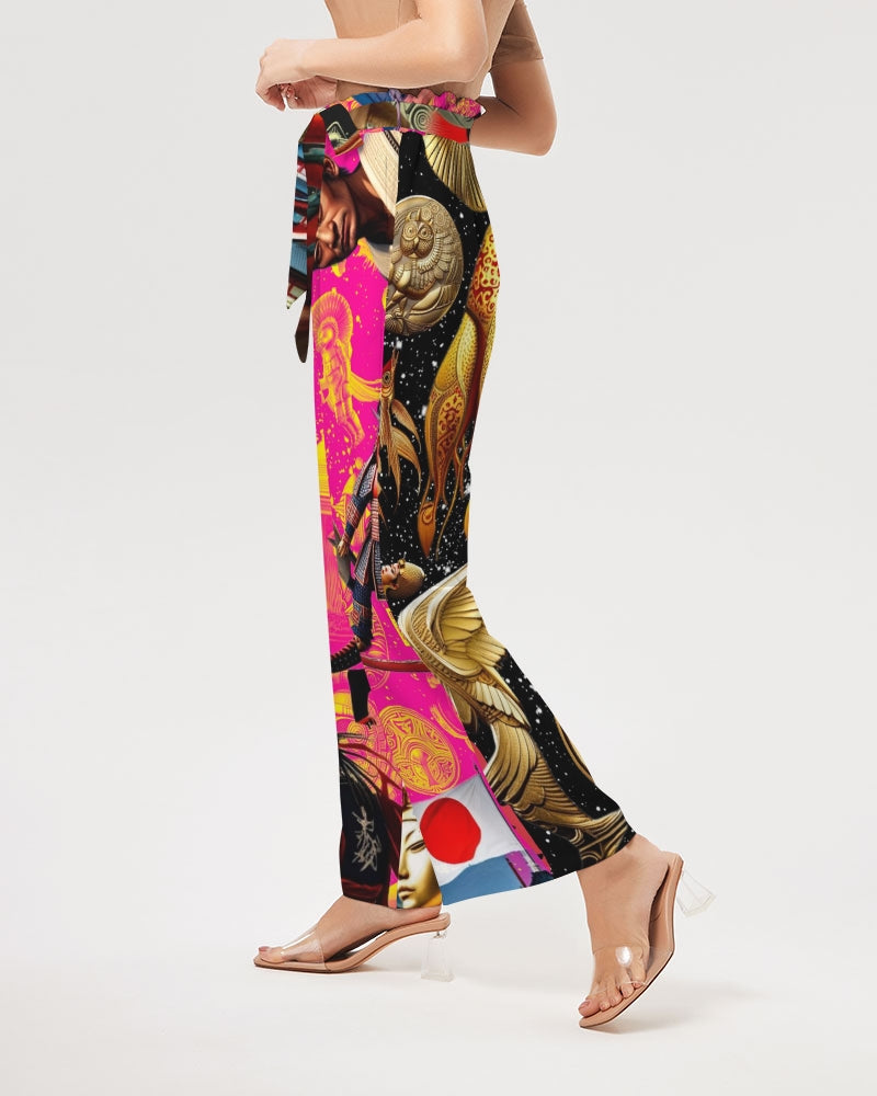 Trendy Abstrak Pattern Women's All-Over Print High-Rise Wide Leg Pants