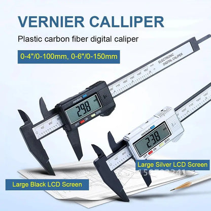 Electronic Conversion Digital Caliper Vernier Micrometer LCD Screen Carbon Fiber Measuring Tool Inch/mm