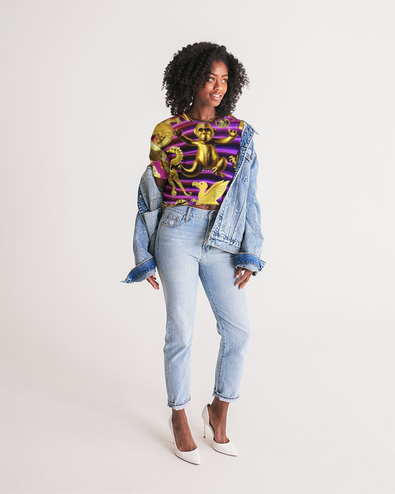 Robotic Abstrak Women's All-Over Print Lounge Cropped Tee