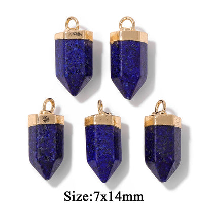 5PCS/lot Lapis Lazuli Stone Pendant Blue Moon Apple Oval Shape Gem Charms For Jewelry Making DIY Necklace Earrings DIY Handmade