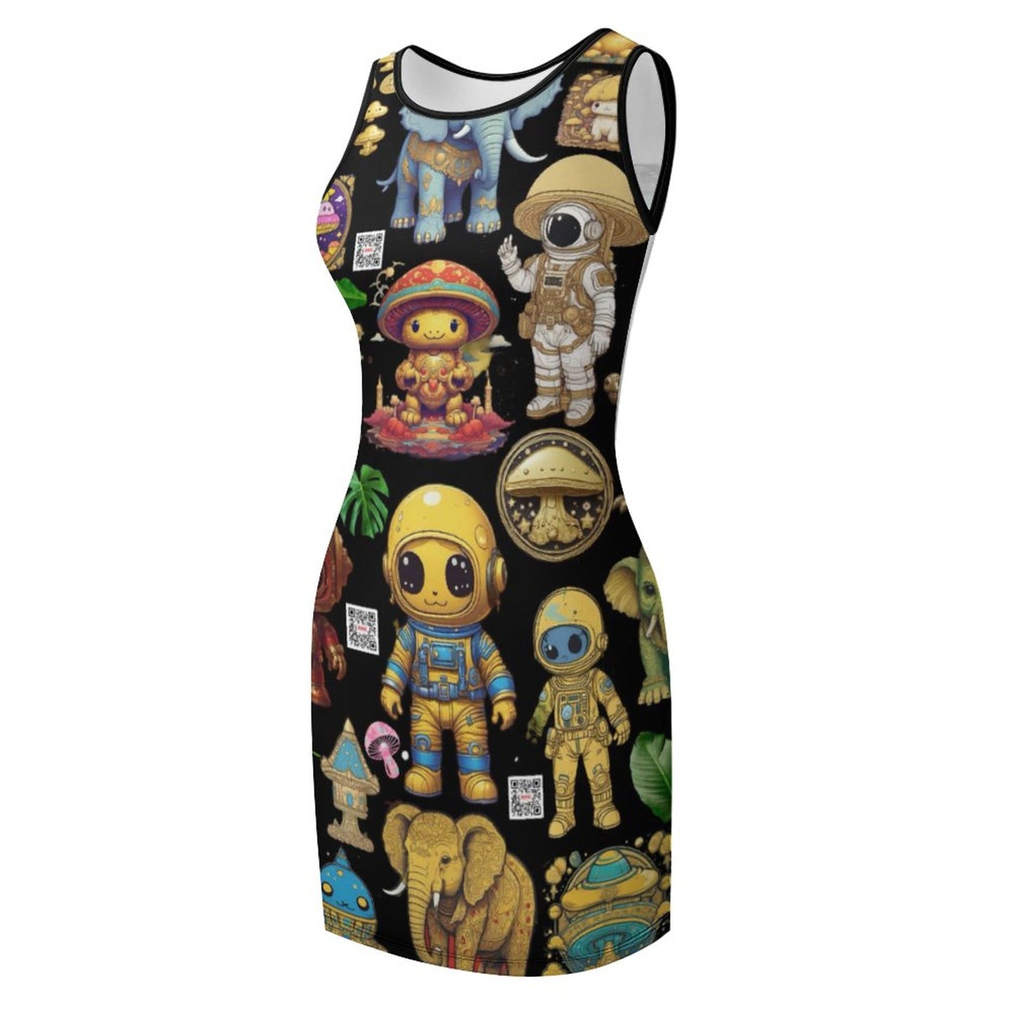 Sleeveless Ladies Tank Dress NZ014 (All-Over Printing)