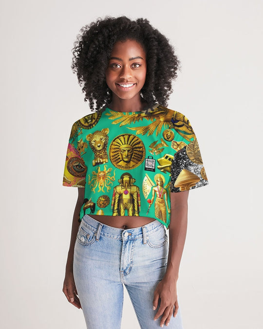 Nature Abstrak Women's All-Over Print Lounge Cropped Tee