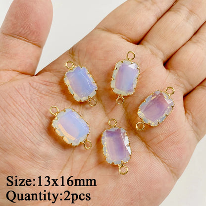 2PCS/lot Opal Stone Pendant White Oval Heart Star Moon Shape Connector Charms Fit Jewelry Making DIY Necklace Earrings Bracelets