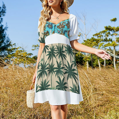 Short Sleeve V Neck Lovely Dress B271 (All-Over Printing)