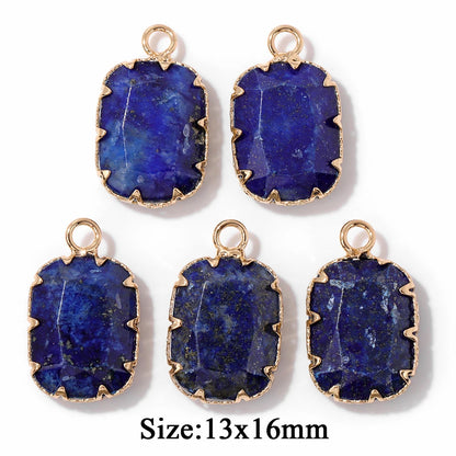 5PCS/lot Lapis Lazuli Stone Pendant Blue Moon Apple Oval Shape Gem Charms For Jewelry Making DIY Necklace Earrings DIY Handmade