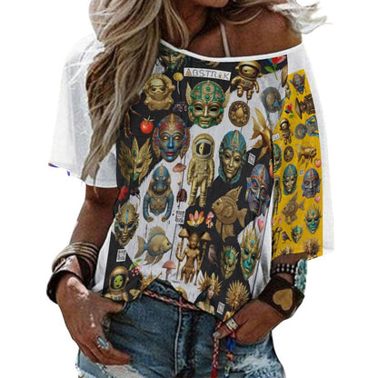 180gsm Women’s Off the Shoulder Half-Sleeve T-shirt BAT (All-Over Printing)