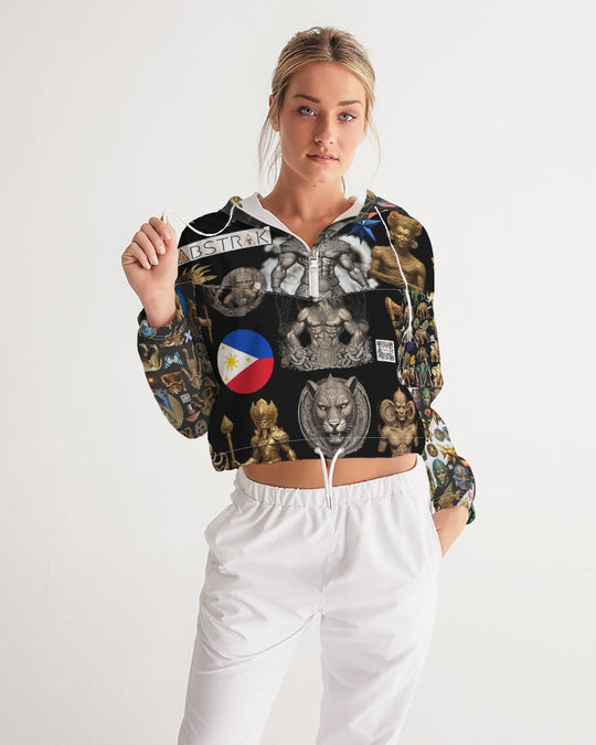 IMG_0540 Women's All-Over Print Cropped Windbreaker