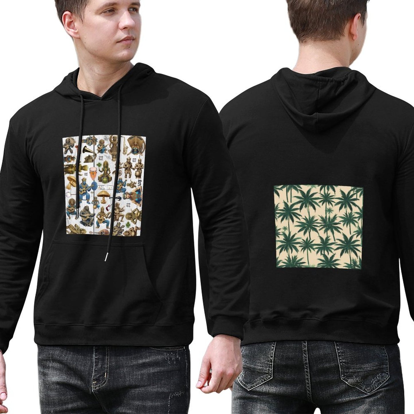 DTG 255gsm Men's Hoodie with Pouch (Dual-sided Printing)