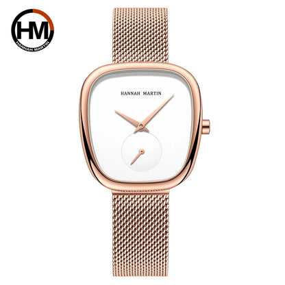 2023 New Women's Quartz Wristwatch 34mm Wine Barrel Rose Gold Black Stopwatch Fashionable Minimalist Style Oval Women's Watches