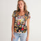 Womens Abstrak Women's All-Over Print V-Neck Tee