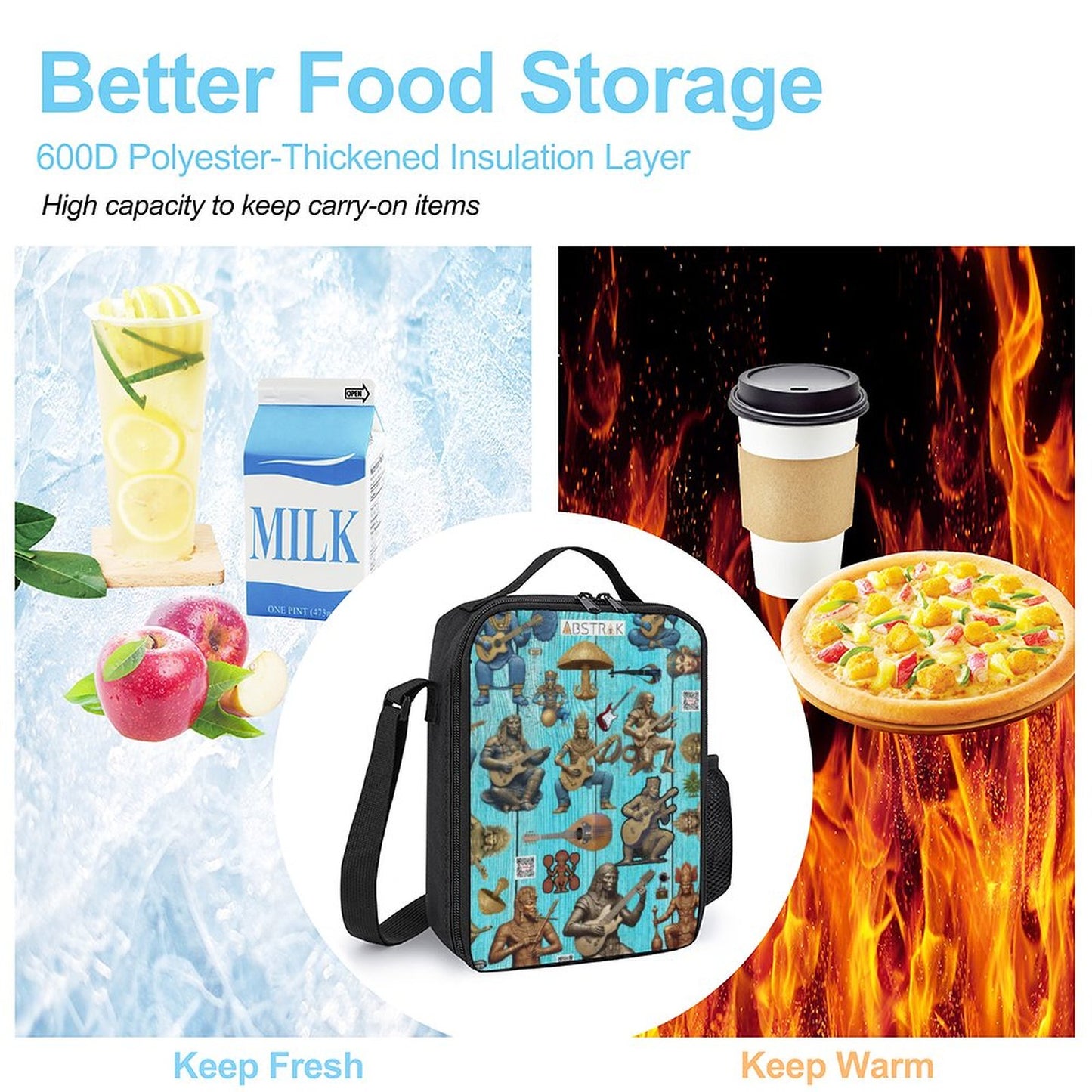 Insulated Lunch Bag with 600D Polyester