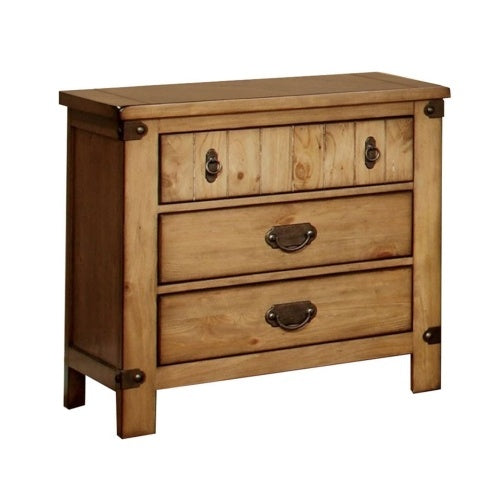 Cottage Style Weathered Elm 1pc Nightstand Ball Bearing Metal Glide USB Charger Power Outlet In Night Stand Top Drawer Bedroom Bedside Table