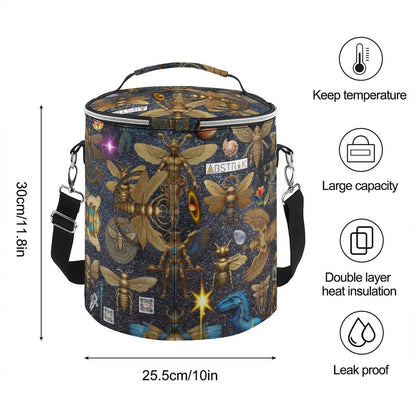 Round Collapsible Insulated Cooler Bag with Shoulder Strap A018 (All-Over Printing)