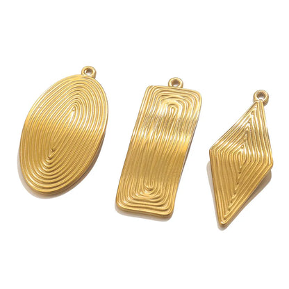 4pcs Gold-plated Stainless Steel Oval Square Rhombus Charms for Earrings Necklace Jewelry Makings Metal Dangles Findings Parts