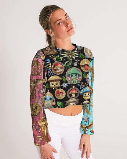 Abstrak dragonfly Women's All-Over Print Cropped Sweatshirt