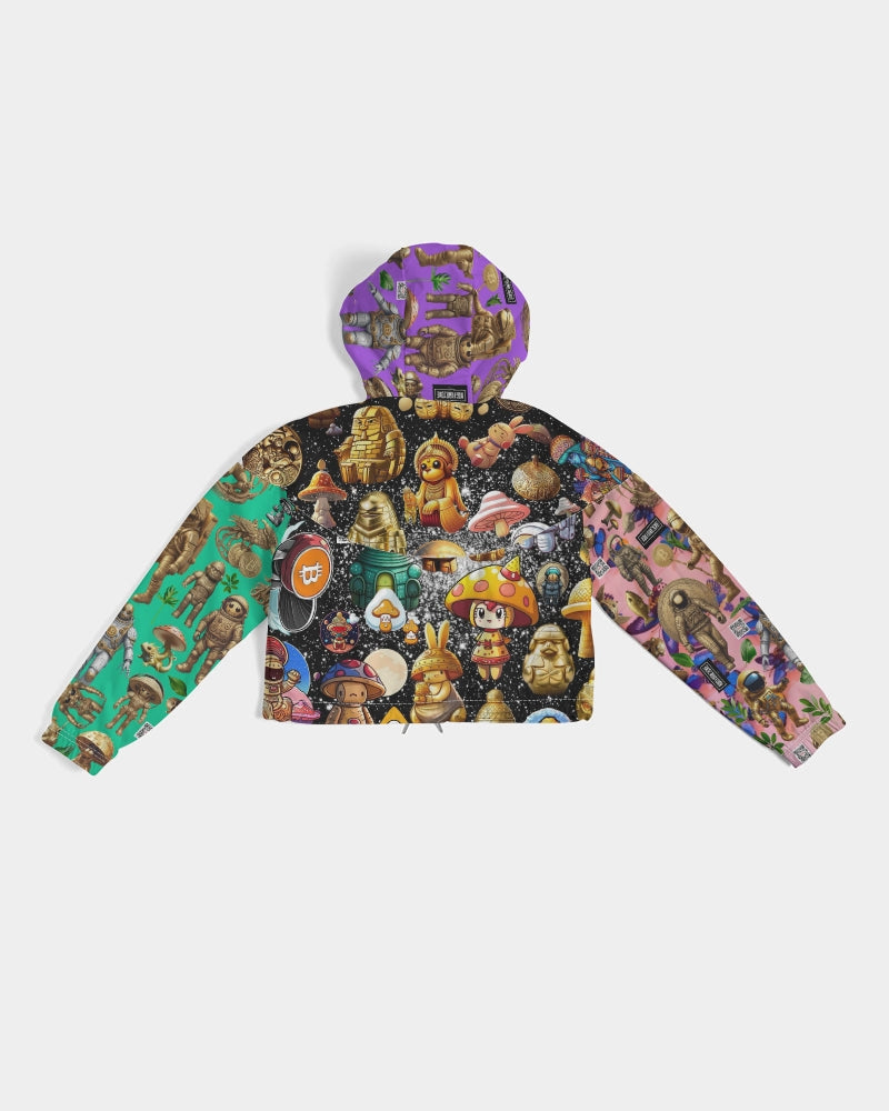 Ancient Abstrak Collection Women's All-Over Print Cropped Windbreaker