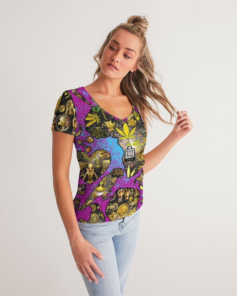 Ancient Abtsrak Women's All-Over Print V-Neck Tee