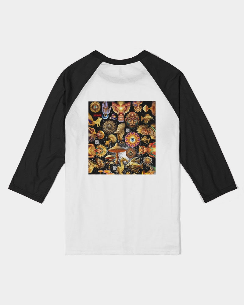 Eye and Face Abstrak Unisex Three-Quarter Sleeve Baseball Tee | Bella + Canvas