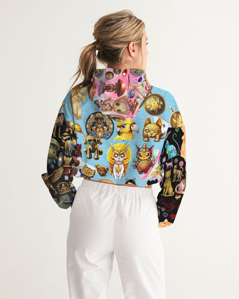 Leidy Abstrak Women's All-Over Print Cropped Windbreaker