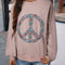 Goat Floral Peace Symbol Drop Shoulder Sweatshirt