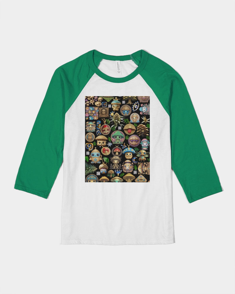 Mushroom Abstak Collection Unisex Three-Quarter Sleeve Baseball Tee | Bella + Canvas