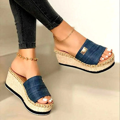 Womens High Heels Sandal Summer Leisure Wedges Sandals 2022 New Outdoor Beach Slippers Women Platform Mules Slipper Plus Size 43