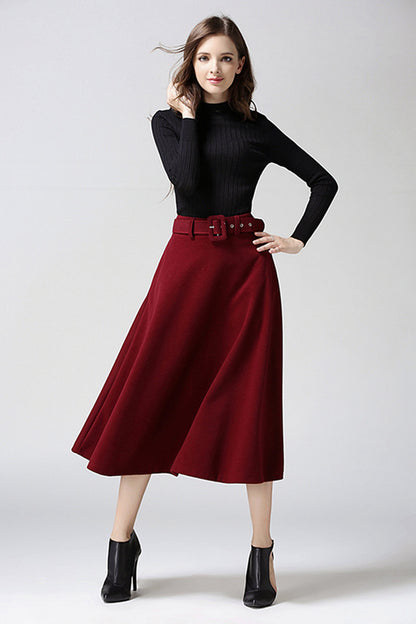 Fashion Temperament Women's Solid Color Woolen Skirt