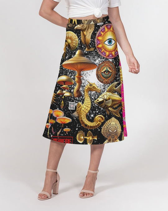 Eye and Face Abstrak Women's All-Over Print A-Line Midi Skirt