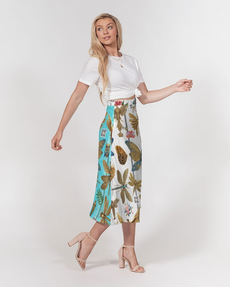 Abstrak dragonfly Women's All-Over Print A-Line Midi Skirt