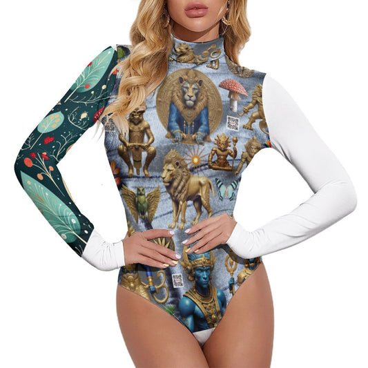 High-collar Long-sleeve Bodysuit NZ056 (All-Over Printing)