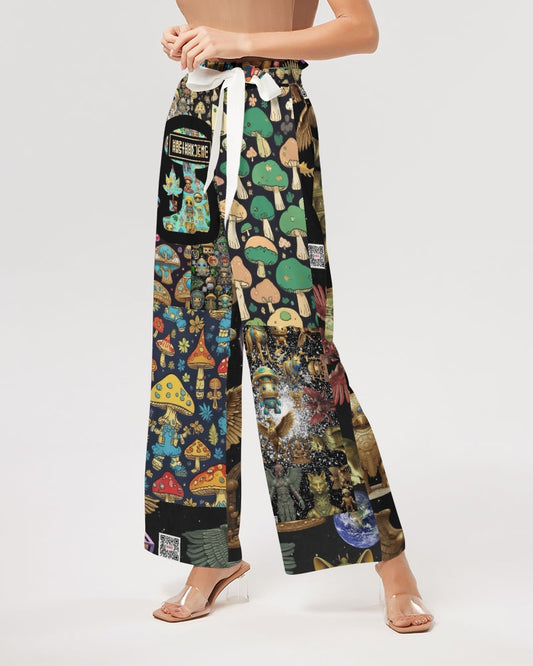 Alien Trendy Abstrak Collection Women's All-Over Print High-Rise Wide Leg Pants