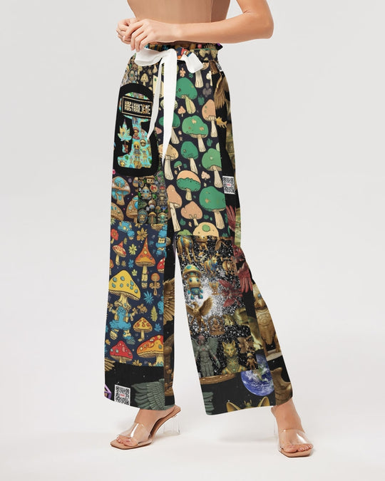 Alien Trendy Abstrak Collection Women's All-Over Print High-Rise Wide Leg Pants