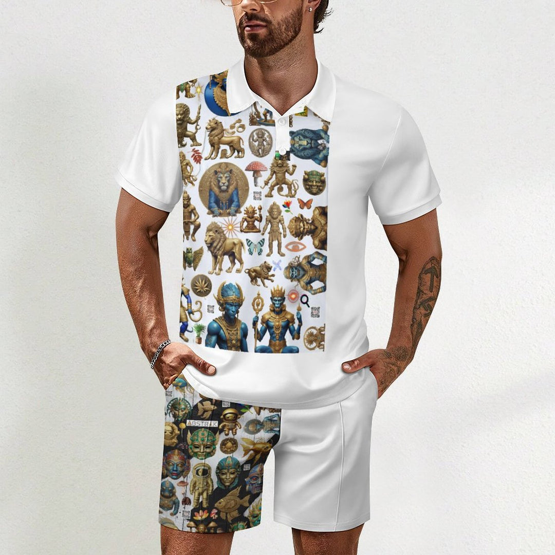 200gsm Short Sleeve Men's POLO Shirt Set A46TZ (All-Over Printing)